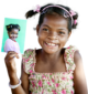 Clara Tanjonirinalalao holding her before photo