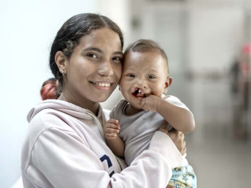 Karla and Ihan, before his cleft lip surgery in Colombia