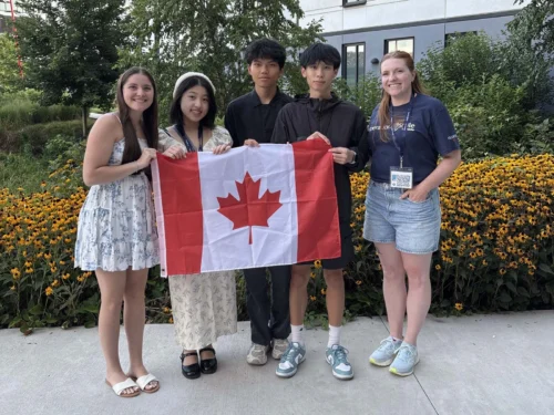Danielle, Chelsea, Leon and Gavin, Canadian student ambassadors, pictured with Laura, member of the Operation Smile Canada team