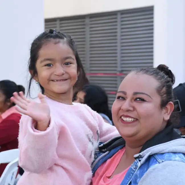 Lilia and Valeria are full of smiles at the surgical program in Mexico, where Lilia is receiving speech therapy.