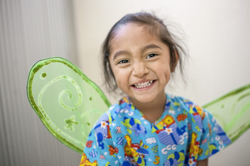 Smiling three-year-old female patient.