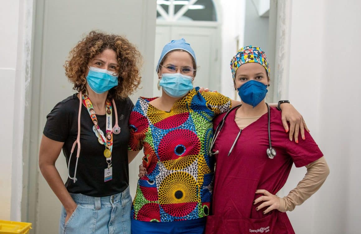 Picture of three women volunteers at the 2022 surgical program in Morocco