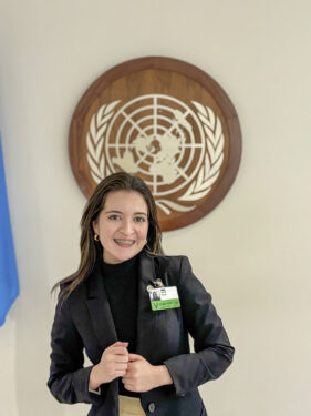 Angie Galeas, student advocate from Honduras, speaking at the United Nations Commission on the Status of Women.